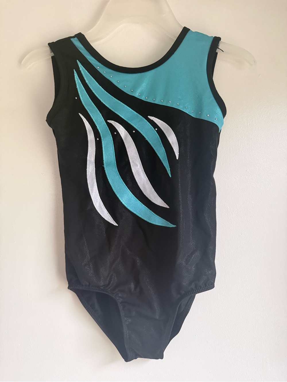 Girls Black and Teal Athletic Swim Leotard